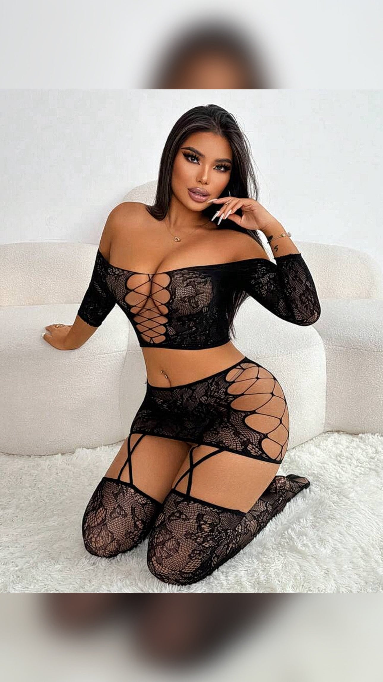 Fishnet black bodystocking”